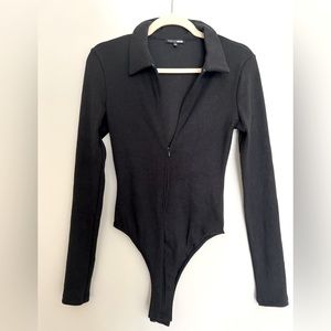 NWOT Fashion Nova Collared Body Suit Black M